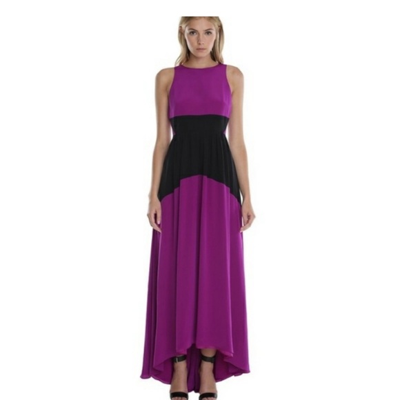 TIBI Colorblock Silk Dress in Purple/ Black sz 4 - Picture 1 of 6
